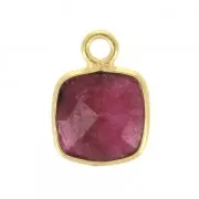 925 Sterling Silver Pendant 7 mm faceted gemstone Gold Plated imitation Rubis x1