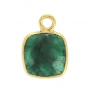 925 Sterling Silver Pendant 7 mm faceted gemstone Gold Plated Imitation Emeraude