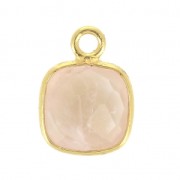925 Sterling Silver Pendant 7 mm faceted gemstone Gold Plated Quartz Rose x1|raw }}