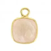925 Sterling Silver Pendant 7 mm faceted gemstone Gold Plated Quartz Rose x1