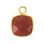 925 Sterling Silver Pendant 7 mm faceted gemstone Gold Plated Dyed Cornaline x1