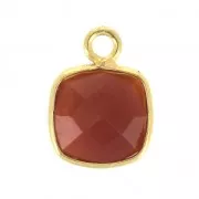 925 Sterling Silver Pendant 7 mm faceted gemstone Gold Plated Dyed Cornaline x1