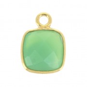 925 Sterling Silver Pendant 7 mm faceted gemstone Gold Plated Chrysoprase x1|raw }}