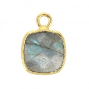 925 Sterling Silver Pendant 7 mm faceted gemstone Gold Plated Labradorite x1|raw }}