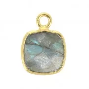 925 Sterling Silver Pendant 7 mm faceted gemstone Gold Plated Labradorite x1