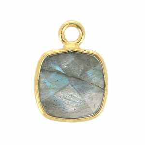 925 Sterling Silver Pendant 7 mm faceted gemstone Gold Plated Labradorite x1