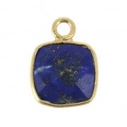 925 Sterling Silver Pendant 7 mm faceted gemstone Gold Plated Lapis Lazuli x1|raw }}