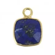 925 Sterling Silver Pendant 7 mm faceted gemstone Gold Plated Lapis Lazuli x1