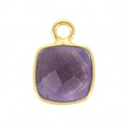 925 Sterling Silver Pendant 7 mm faceted gemstone Gold Plated Amethyst x1|raw }}