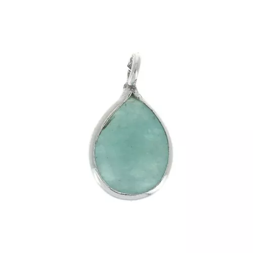 925 Sterling Silver drop Pendant with a 6x8 mm faceted gemstone / Amazonite x1