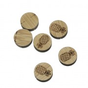 Mini laser cut wooden cabochon - Pineapple pattern to decorate - 11.6 mm x1|raw }}