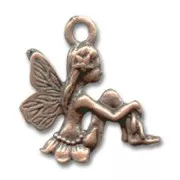 Fairy charm 19mm Antic copper tone x1