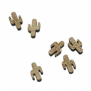 Mini laser cut wooden cabochon - Cactus Shape to decorate - 7x11 mm x1