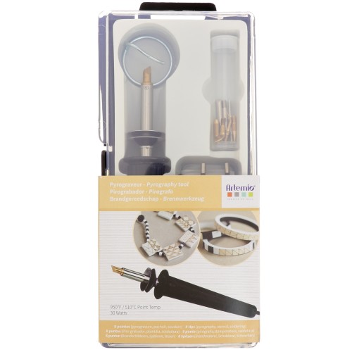 Burning tool for wood and leather + 8 tips x1