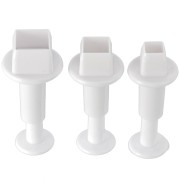 Cookie cutters set with piston for polymer clay - Squares 7-9.5-12.5 mm|raw }}