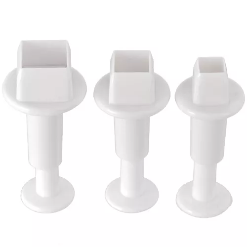 Cookie cutters set with piston for polymer clay - Squares 7-9.5-12.5 mm