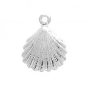 Shell charm/pendant for DIY jewelry creation 13x18 mm Silver Tone x1