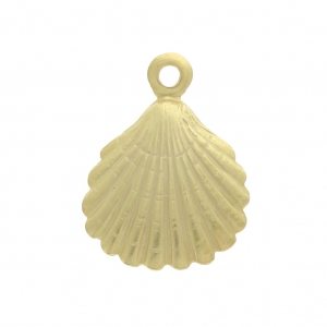 Shell charm/pendant for DIY jewelry creation 13x18mm Mat Fine gold plated x1