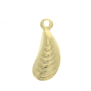 Mussel charm/pendant for DIY jewelry creation 6x15 mm fine Gold plated x1