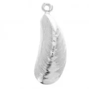 Mussel charm/pendant for DIY jewelry creation 9x26 mm Silver Tone x1