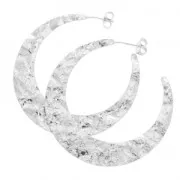 Flattened hammered half-moon earring hoops to decorate 50 mm Silver Tone x2