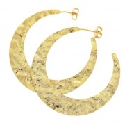 Flattened hammered half-moon earring hoops to decorate 50 mm fine Gold plated x2