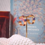 Flattened hammered earring hoops to decorate 30 mm fine Gold plated x2