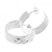Flattened hammered earring hoops to decorate 30 mm Silver Tone x2