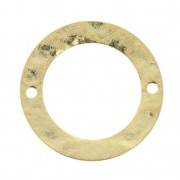 Mounting hammered round element for DIY beadweaving 26mm 2holes fine Gold plate x1