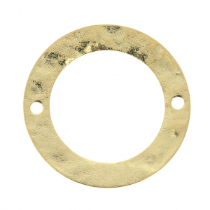 Mounting hammered round element for DIY beadweaving 26mm 2holes fine Gold plate x1