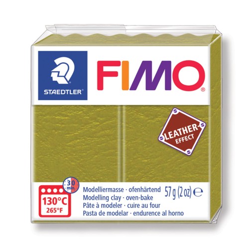 Fimo Polymer Clay leather effect 57gr Olive (n°519)