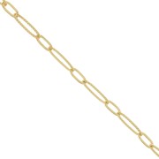 6mm Cable chain rectangular striated mesh chain - Gold Tone x50 cm|raw }}