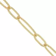 6mm Cable chain rectangular striated mesh chain - Gold Tone x50 cm