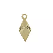 Striated rhombus charm 4x10 mm polished raw brass x4