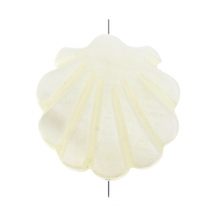 Flat 14.5mm Bead - mother-of-pearl - Scallop Pattern - Ivory x1