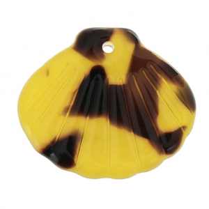 Shell pendant in cellulose acetate 21 mm Tortoise Shell Brown/Black x1