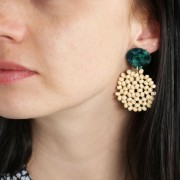 Shell pendant in cellulose acetate 21 mm Tortoise Shell Green/Black x1