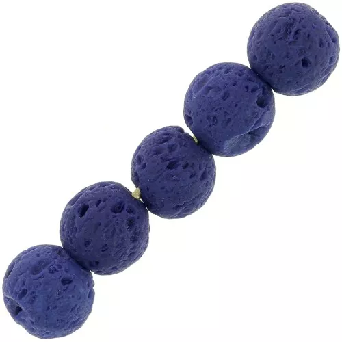 6 mm lava stone round dyed beads - Dark Blue x15