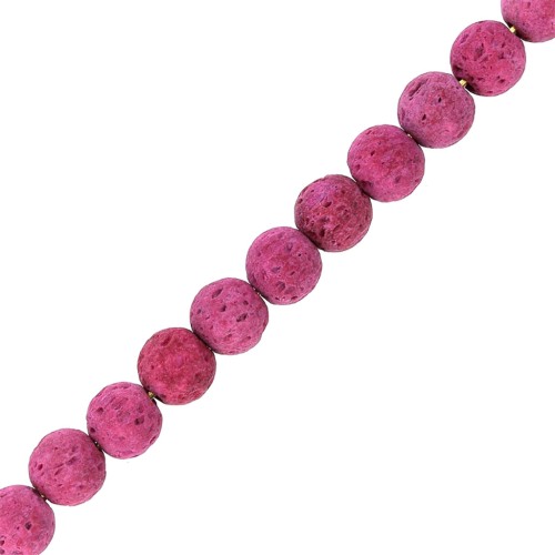 6 mm lava stone round dyed beads - Raspberry Pink x15