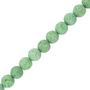 Round 6 mm Lava Stone Beads - Green x15