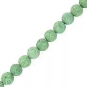 Round 6 mm Lava Stone Beads - Green x15