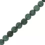 6 mm lava stone round dyed beads - Dark Green x15