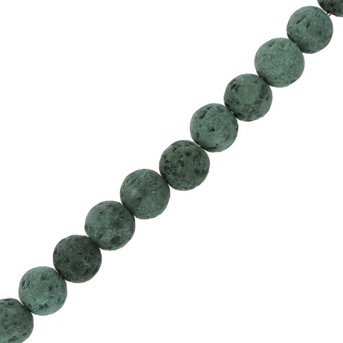 6 mm lava stone round dyed beads - Dark Green x15