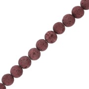 6 mm lava stone round dyed beads - Dark Red x15|raw }}