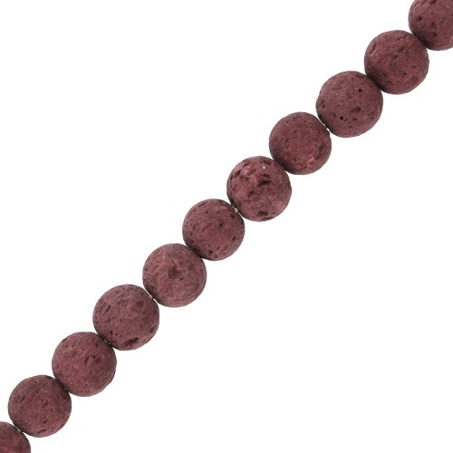 6 mm lava stone round dyed beads - Dark Red x15