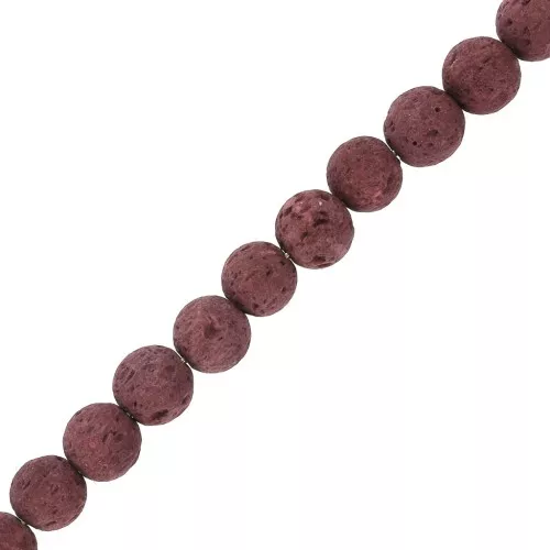 6 mm lava stone round dyed beads - Dark Red x15