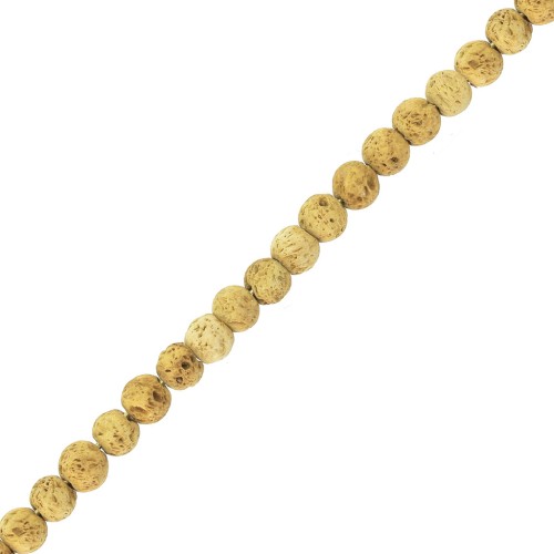4 mm lava stone round dyed beads - Yellow x20