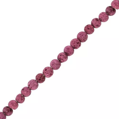 4.5mm lava stone round dyed beads - Raspberry Pink x20