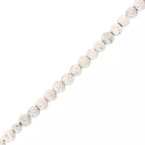 6 mm lava stone round dyed beads - White x20
