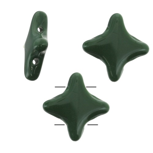 Star Beads glass beads by Perles & Co 11x11 mm Opaque Fir Green x30